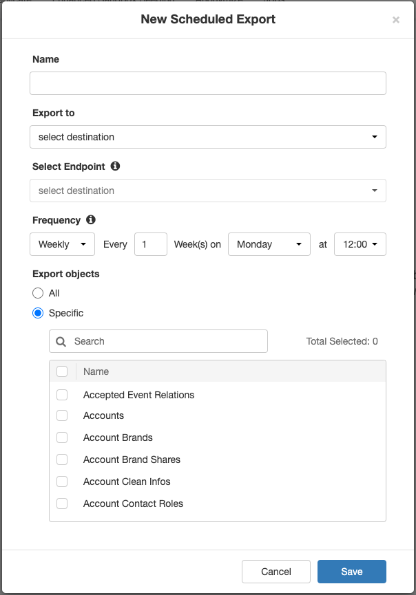 Scheduled Export of Data