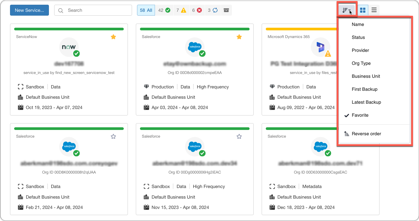 Getting Started with the Services Screen