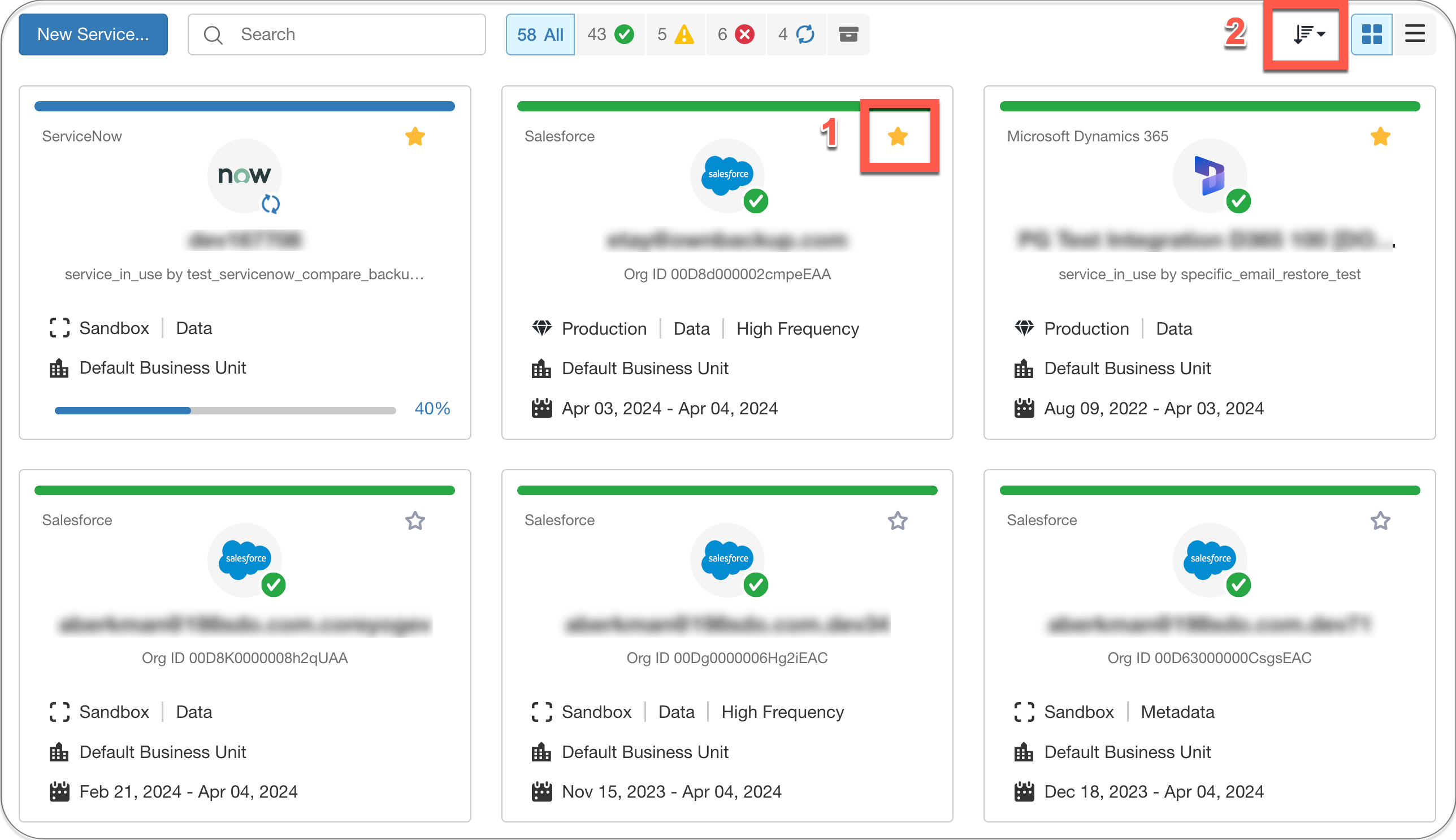 Getting Started with the Services Screen