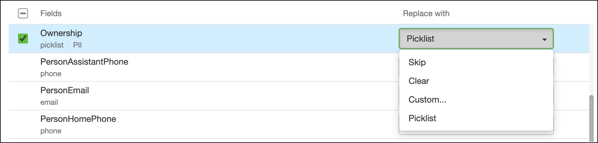 Working with Anonymization Templates for Salesforce