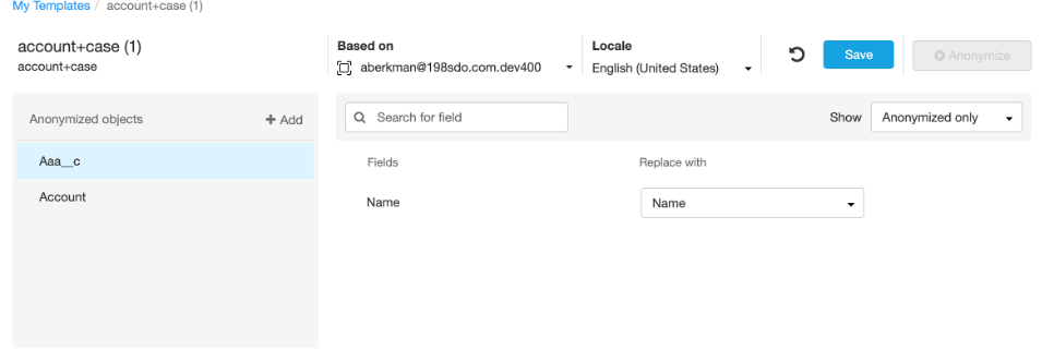 Working with Anonymization Templates for Salesforce